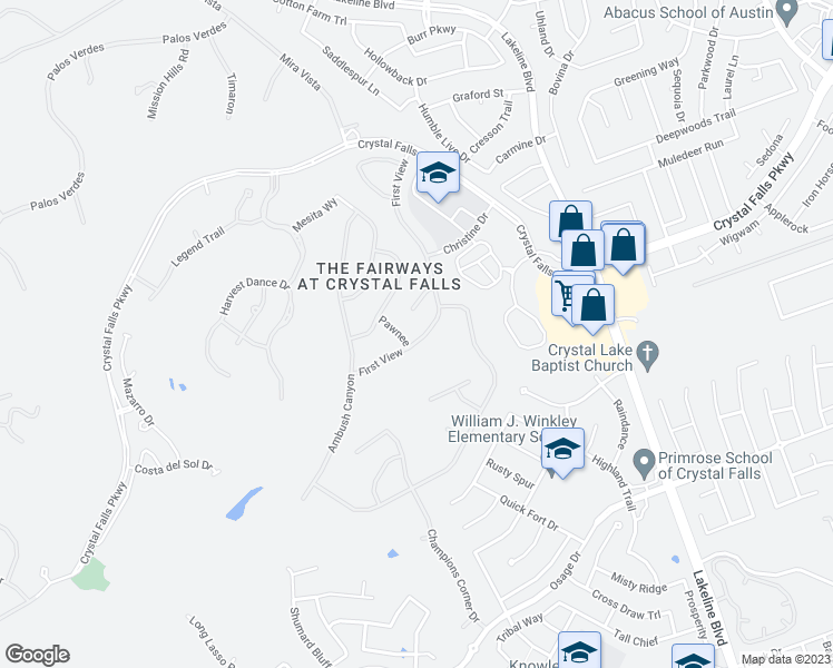 map of restaurants, bars, coffee shops, grocery stores, and more near 1ST Lake View Drive in Leander