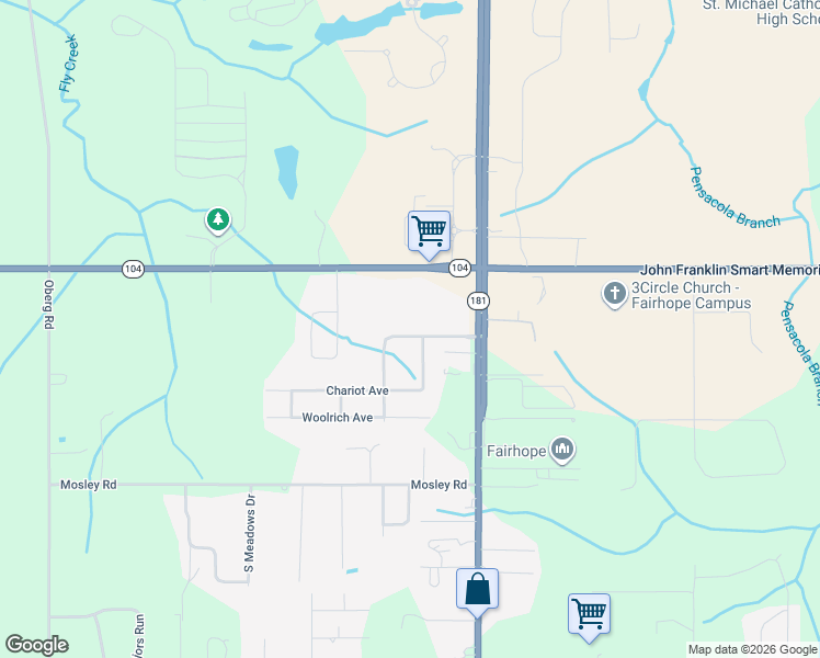 map of restaurants, bars, coffee shops, grocery stores, and more near 9839 Hollowbrook Avenue in Fairhope