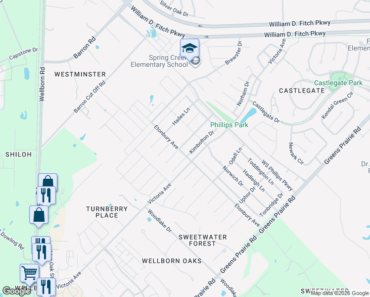 map of restaurants, bars, coffee shops, grocery stores, and more near 2605 Warkworth Lane in College Station
