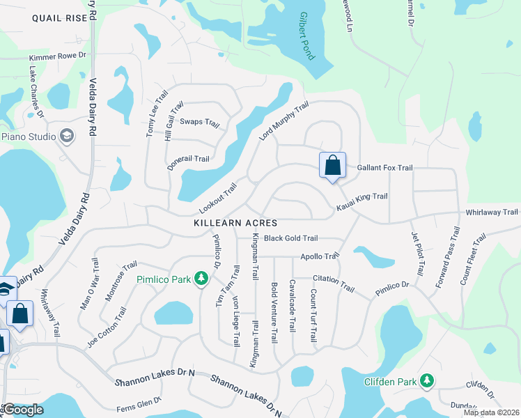map of restaurants, bars, coffee shops, grocery stores, and more near 3217 Majestic Prince Trail in Tallahassee