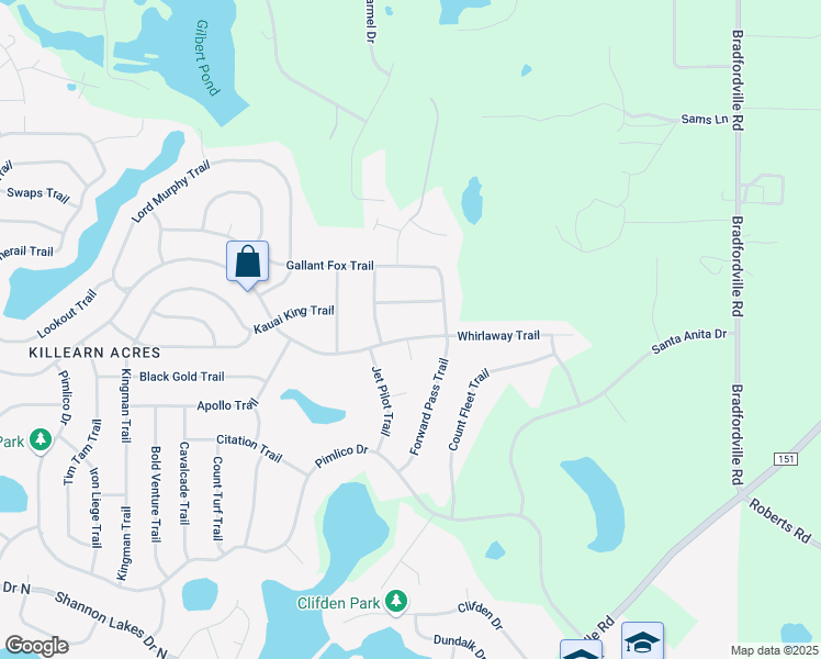map of restaurants, bars, coffee shops, grocery stores, and more near 3400 Whirlaway Trail in Tallahassee