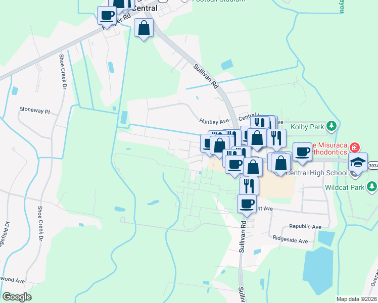 map of restaurants, bars, coffee shops, grocery stores, and more near 12868 Pirates Alley in Baton Rouge