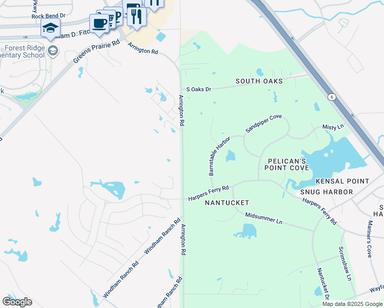 map of restaurants, bars, coffee shops, grocery stores, and more near 1801 Arrington Road in College Station