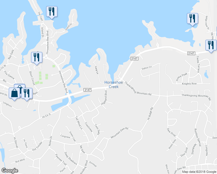 map of restaurants, bars, coffee shops, grocery stores, and more near Highway 2147 in Horseshoe Bay