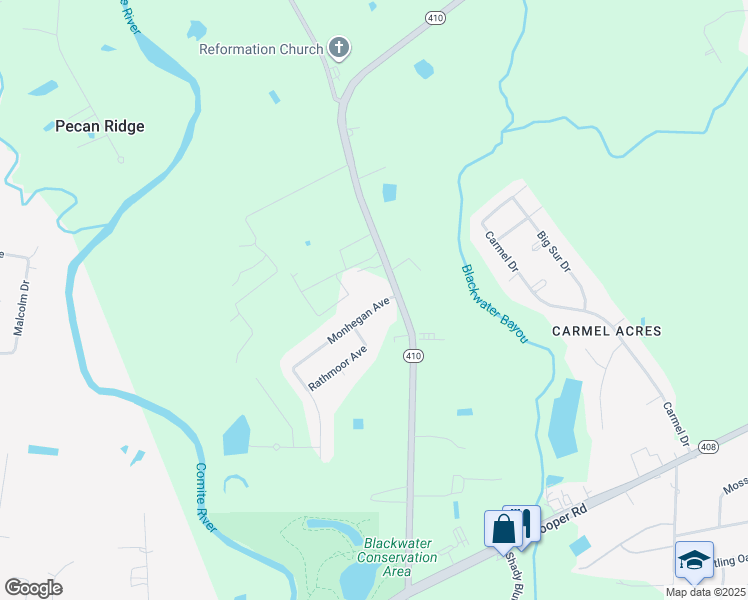 map of restaurants, bars, coffee shops, grocery stores, and more near 9327 Monhegan Avenue in Baker