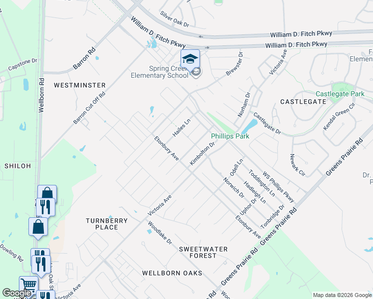map of restaurants, bars, coffee shops, grocery stores, and more near 2533 Kinnersley Lane in College Station