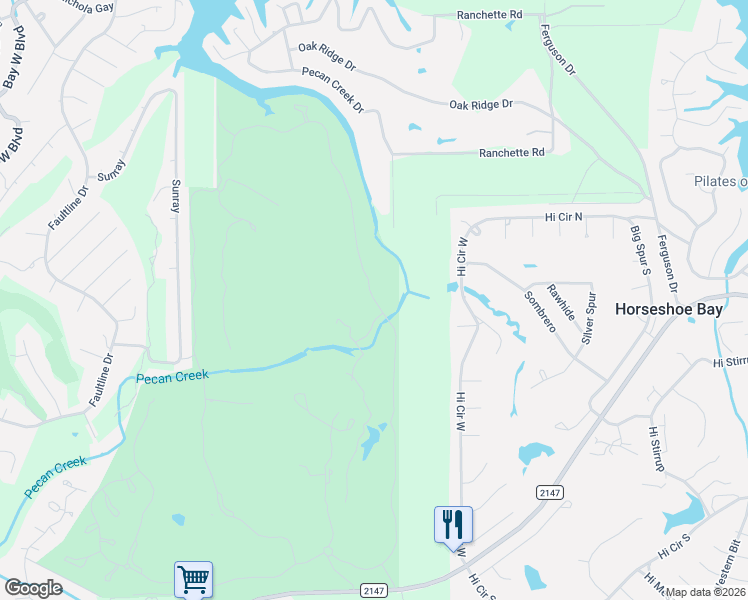 map of restaurants, bars, coffee shops, grocery stores, and more near La Serena Loop in Horseshoe Bay