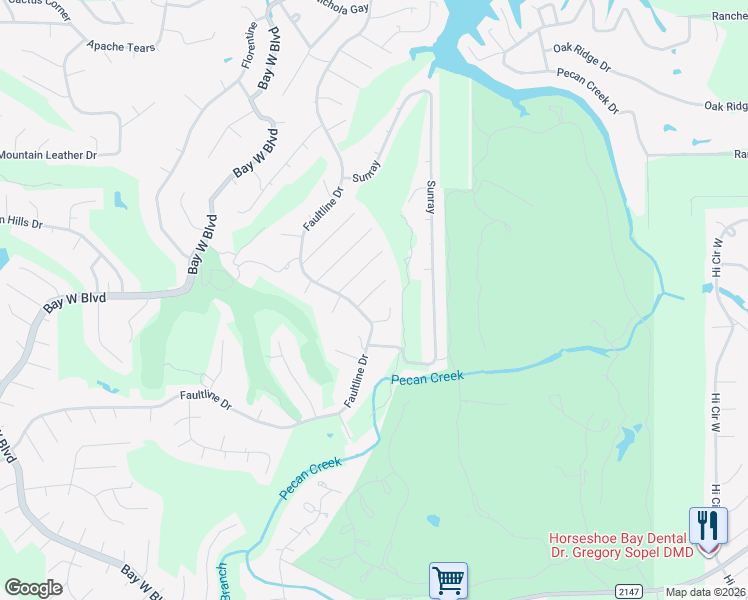 map of restaurants, bars, coffee shops, grocery stores, and more near 307 Plenty Deer in Horseshoe Bay