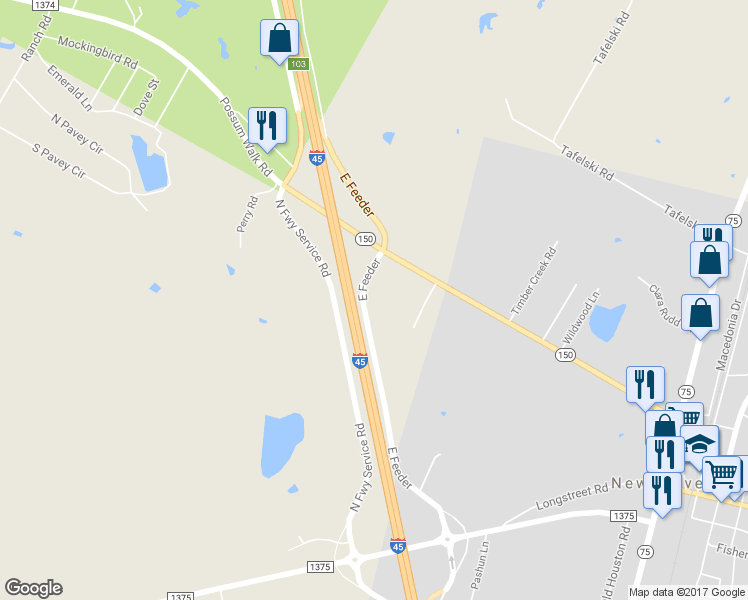 map of restaurants, bars, coffee shops, grocery stores, and more near 18C Colony Road in New Waverly