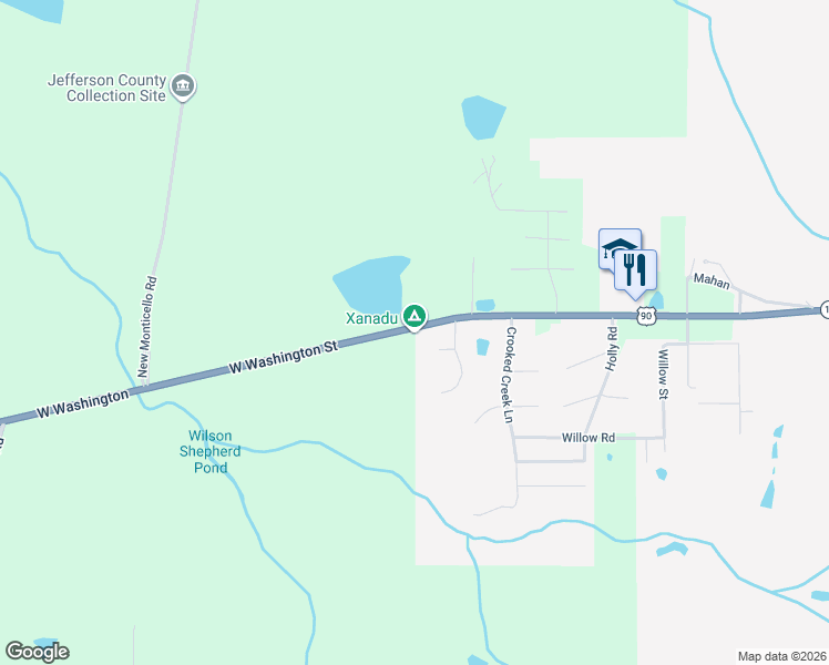 map of restaurants, bars, coffee shops, grocery stores, and more near 1593 West Washington Street in Monticello