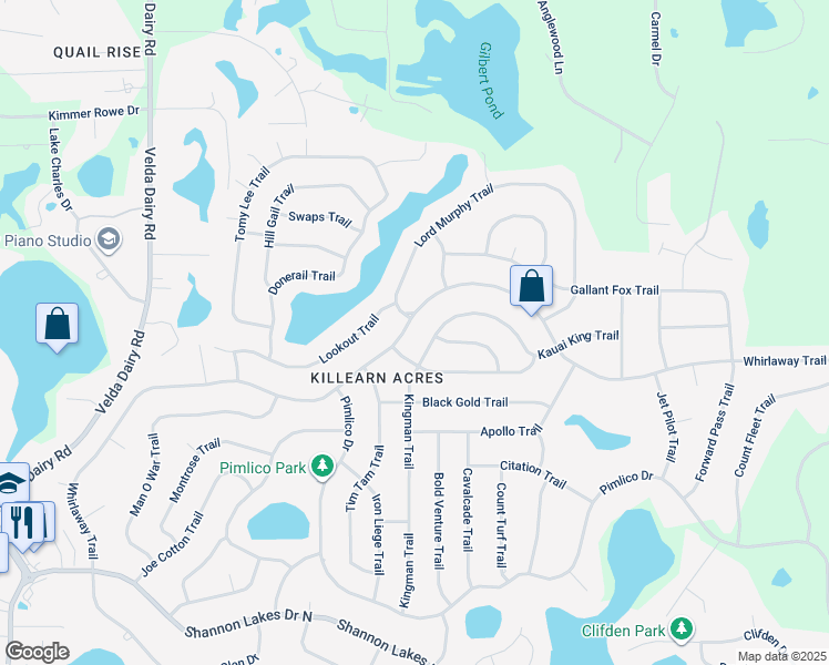 map of restaurants, bars, coffee shops, grocery stores, and more near 3137 Whirlaway Trail in Tallahassee