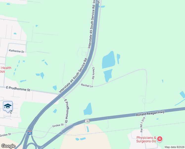 map of restaurants, bars, coffee shops, grocery stores, and more near 163 Chevis Road in Opelousas