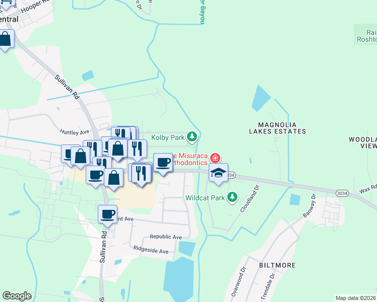 map of restaurants, bars, coffee shops, grocery stores, and more near 15036 Forest Grove Avenue in Baton Rouge