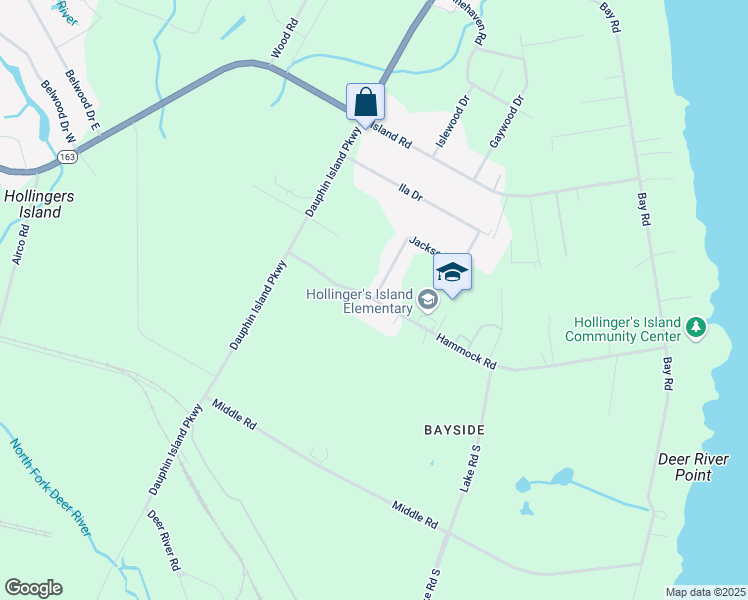 map of restaurants, bars, coffee shops, grocery stores, and more near 2073 Hammock Road in Mobile