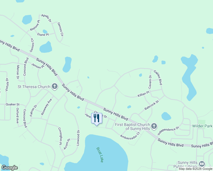 map of restaurants, bars, coffee shops, grocery stores, and more near 644-676 Gables Boulevard in Chipley