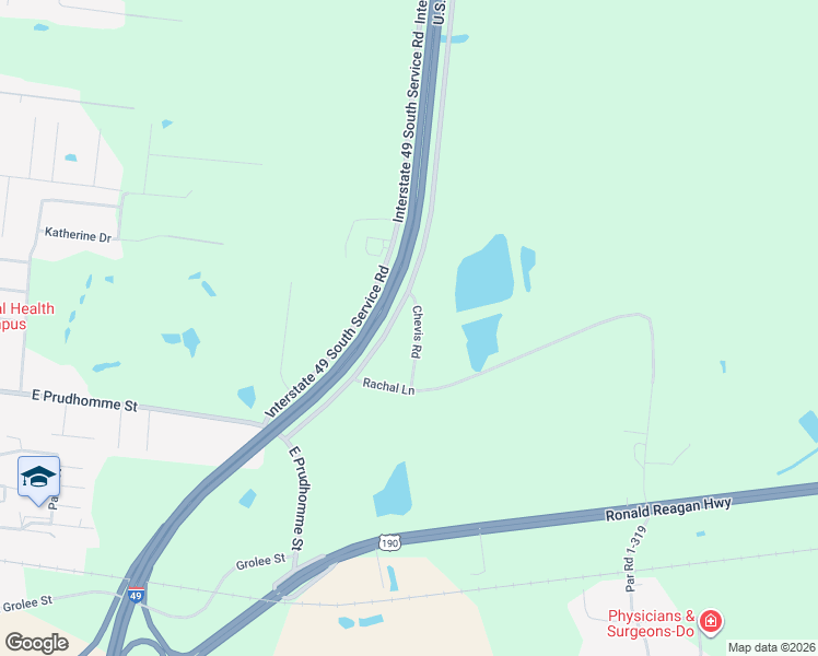 map of restaurants, bars, coffee shops, grocery stores, and more near 163 Chevis Road in Opelousas