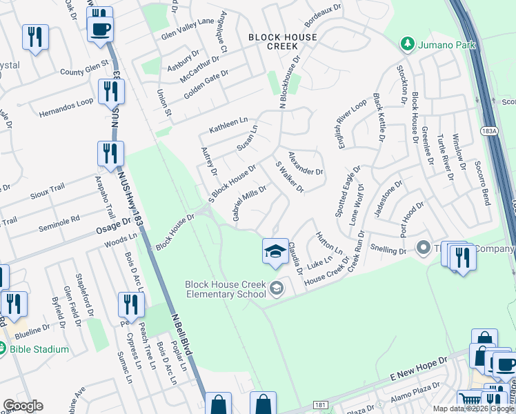 map of restaurants, bars, coffee shops, grocery stores, and more near 502 Chandler Branch Drive in Leander