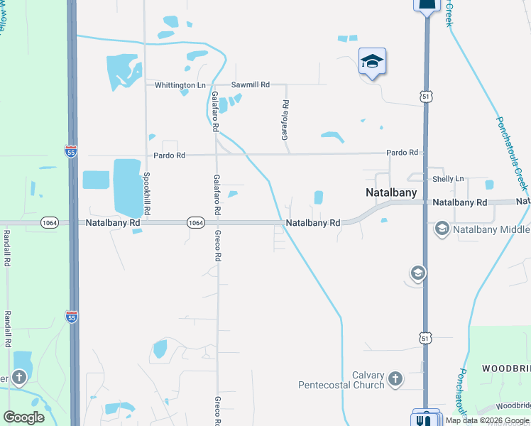 map of restaurants, bars, coffee shops, grocery stores, and more near 14481 Louisiana 1064 in Tickfaw