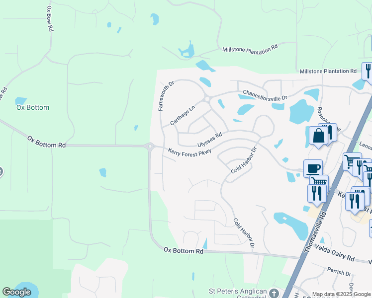 map of restaurants, bars, coffee shops, grocery stores, and more near 2545 Ulysses Road in Tallahassee