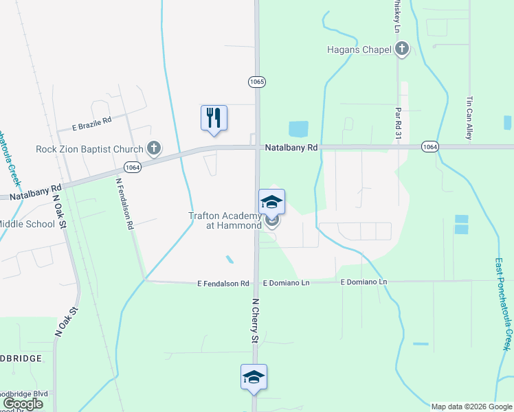 map of restaurants, bars, coffee shops, grocery stores, and more near 47455 North Cherry Street in Tickfaw