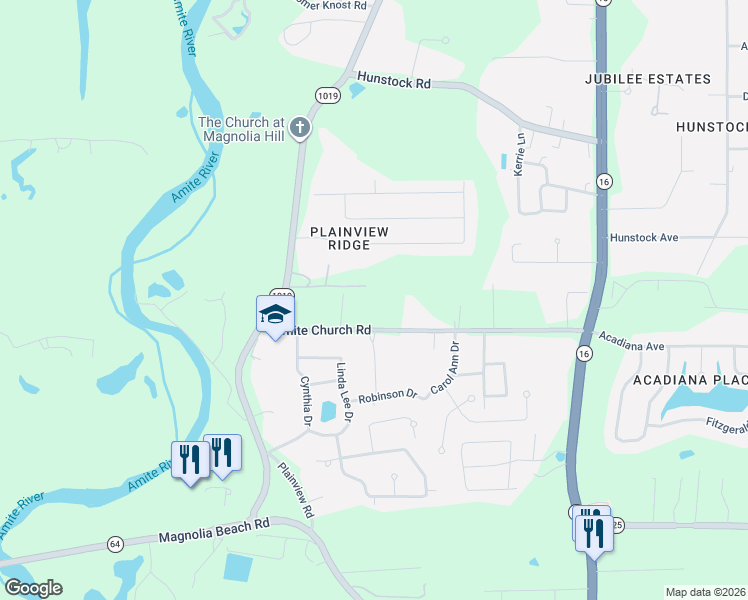 map of restaurants, bars, coffee shops, grocery stores, and more near 7295 Jeane Lane in Denham Springs