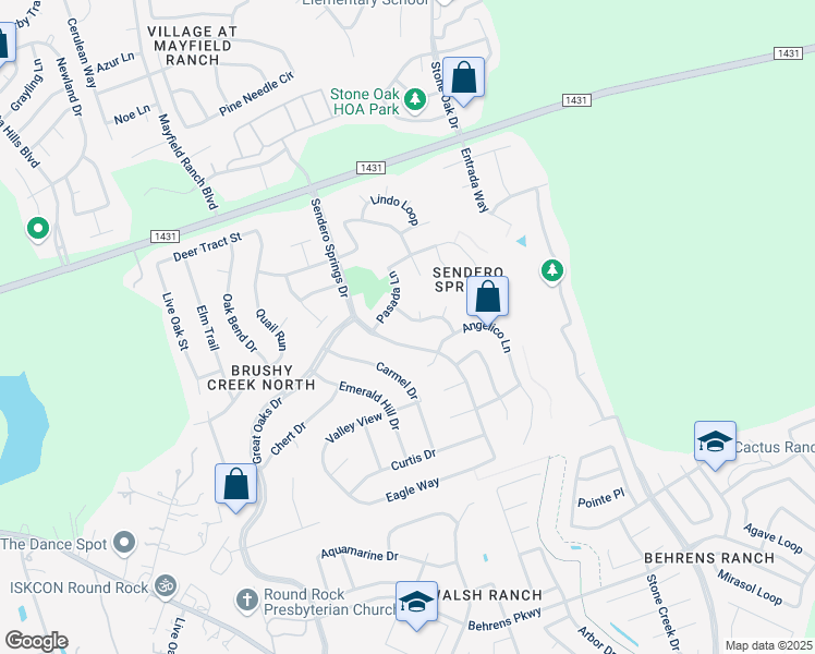 map of restaurants, bars, coffee shops, grocery stores, and more near 4000 Arbol Cove in Round Rock