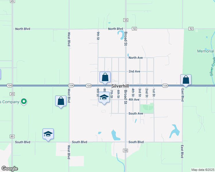 map of restaurants, bars, coffee shops, grocery stores, and more near 22001-22099 7th St in Silverhill