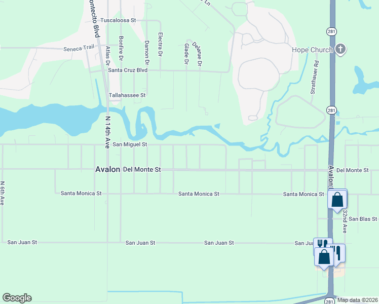 map of restaurants, bars, coffee shops, grocery stores, and more near 5417 San Miguel Street in Milton
