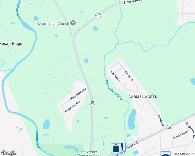 map of restaurants, bars, coffee shops, grocery stores, and more near 10246 Blackwater Road in Baker