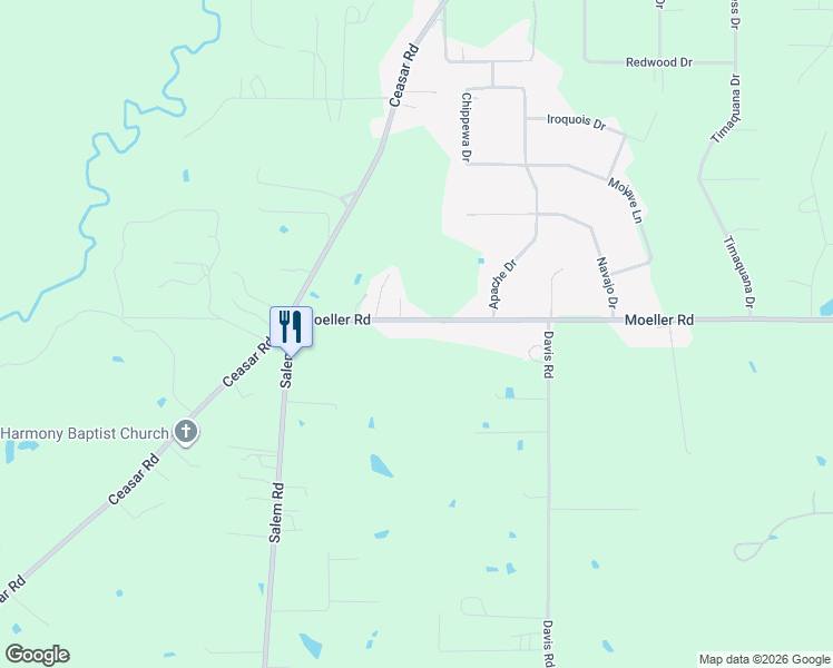 map of restaurants, bars, coffee shops, grocery stores, and more near 475-569 Moeller Road in Picayune