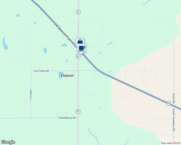 map of restaurants, bars, coffee shops, grocery stores, and more near 26201-26299 Joe Foley Rd in Robertsdale