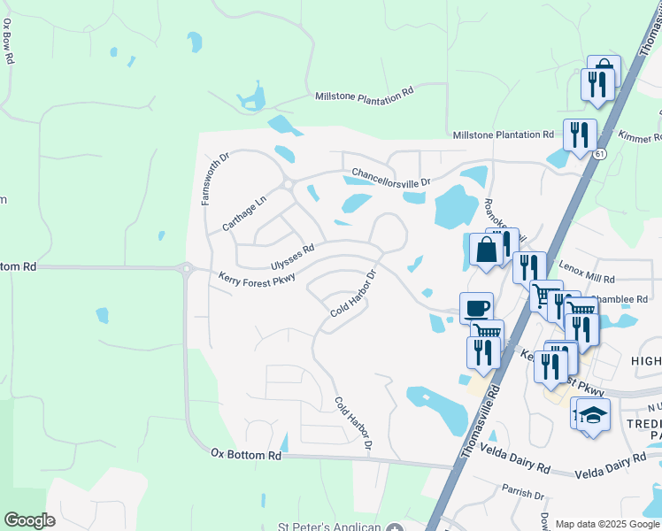 map of restaurants, bars, coffee shops, grocery stores, and more near 2596 Manassas Way in Tallahassee