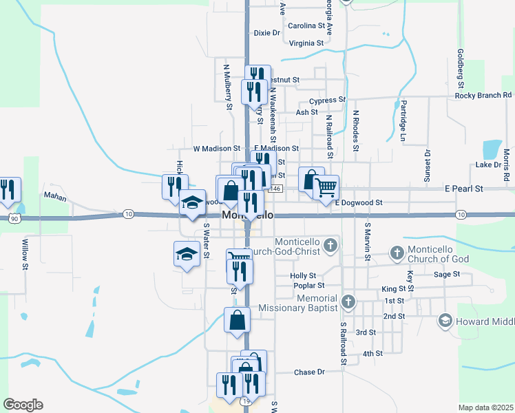map of restaurants, bars, coffee shops, grocery stores, and more near in 