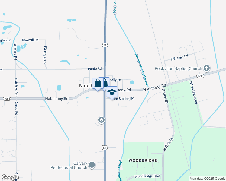 map of restaurants, bars, coffee shops, grocery stores, and more near in Natalbany