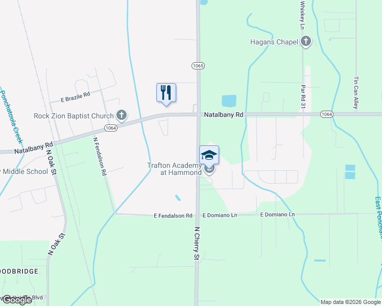 map of restaurants, bars, coffee shops, grocery stores, and more near 47455 North Cherry Street in Tickfaw