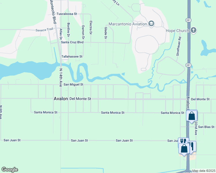 map of restaurants, bars, coffee shops, grocery stores, and more near 5417 San Miguel Street in Milton