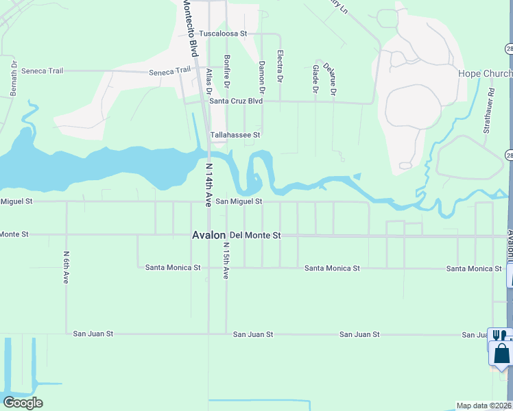 map of restaurants, bars, coffee shops, grocery stores, and more near 5314 San Miguel Street in Milton