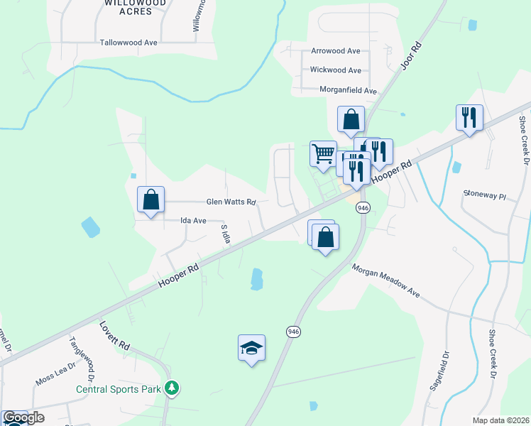 map of restaurants, bars, coffee shops, grocery stores, and more near 10752 Glen Watts Road in Baton Rouge