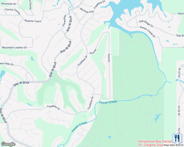 map of restaurants, bars, coffee shops, grocery stores, and more near 312 Sweetgrass in Horseshoe Bay