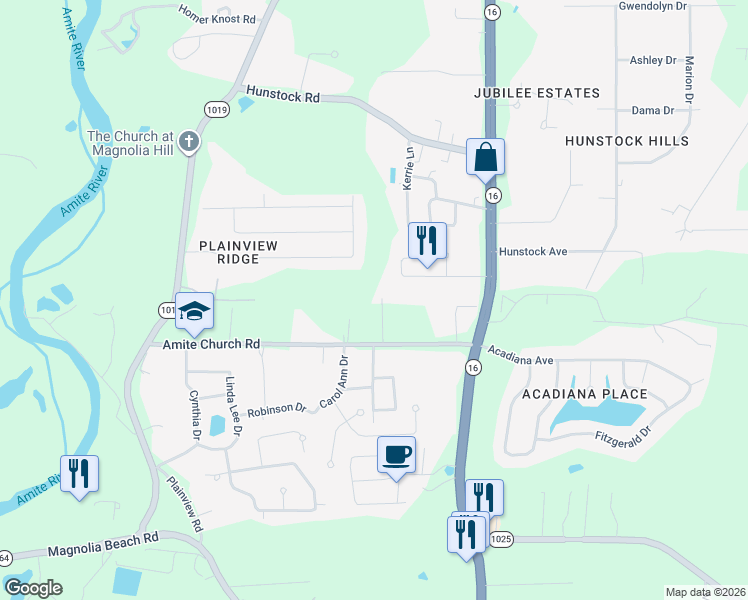 map of restaurants, bars, coffee shops, grocery stores, and more near 7830 Parham Avenue in Denham Springs