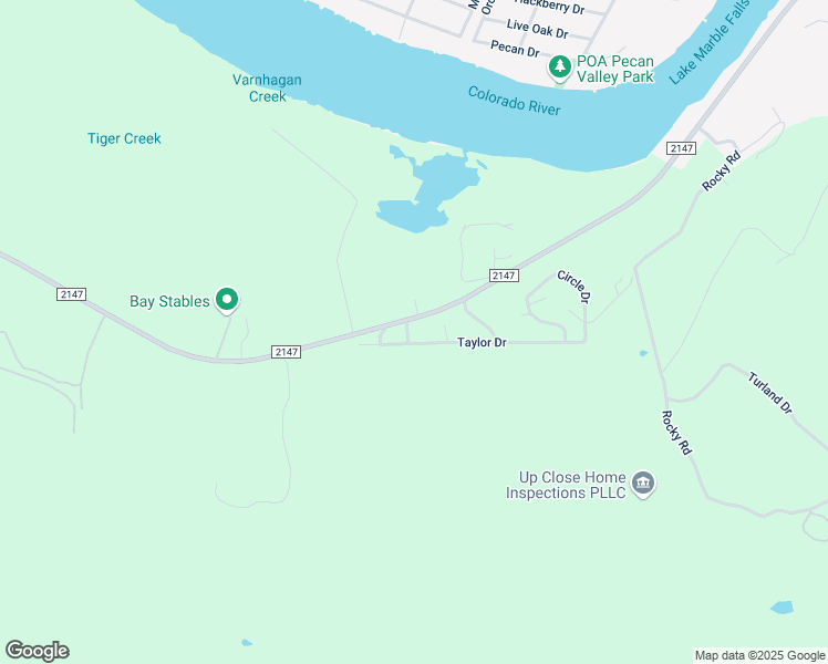 map of restaurants, bars, coffee shops, grocery stores, and more near 103 Grapevine Drive in Marble Falls