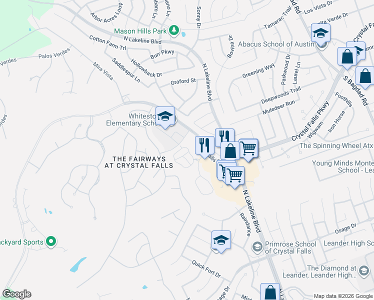 map of restaurants, bars, coffee shops, grocery stores, and more near 1703 Loyal Friend Drive in Leander