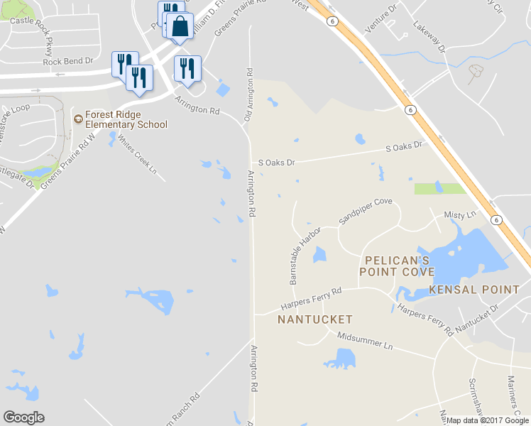 map of restaurants, bars, coffee shops, grocery stores, and more near 1701 Arrington Road in College Station