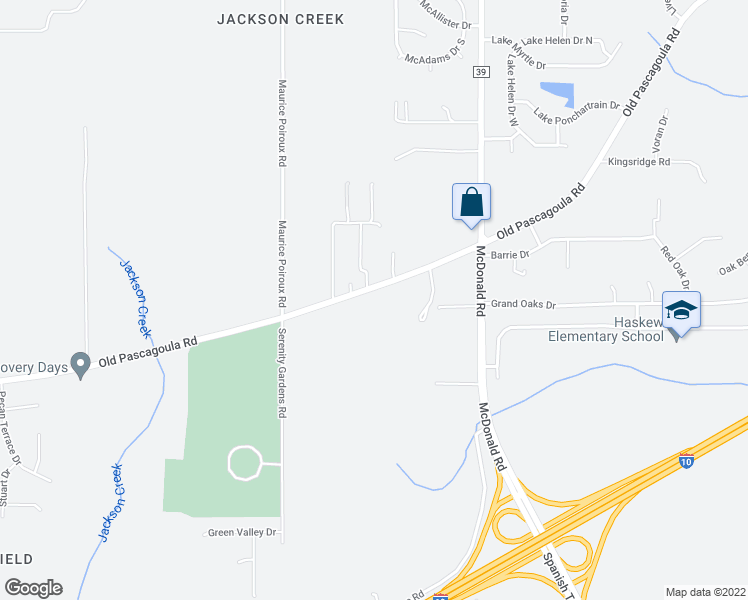 map of restaurants, bars, coffee shops, grocery stores, and more near 8691 Old Pascagoula Road in Theodore