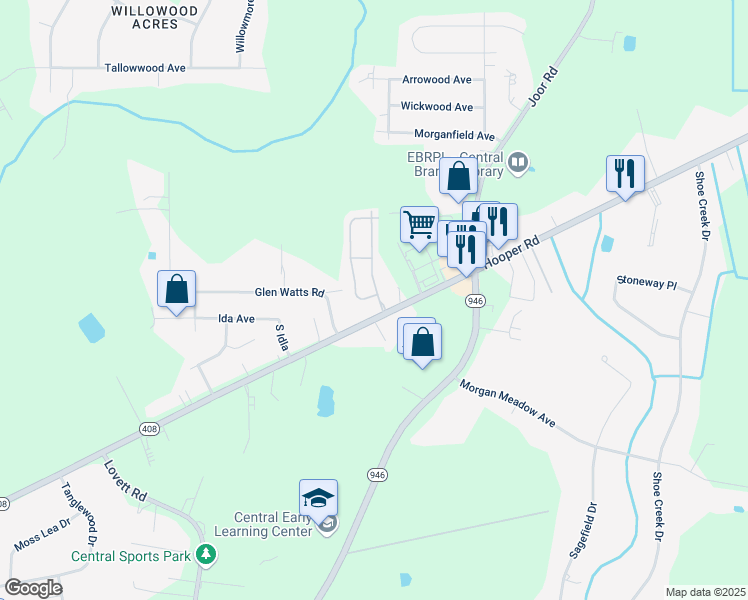 map of restaurants, bars, coffee shops, grocery stores, and more near 11436 Catherine Grove Avenue in Baton Rouge