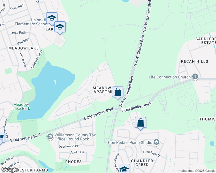 map of restaurants, bars, coffee shops, grocery stores, and more near 2300 East Old Settlers Boulevard in Round Rock
