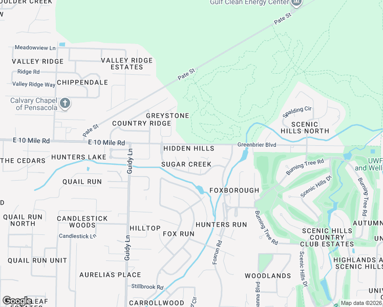 map of restaurants, bars, coffee shops, grocery stores, and more near 10144 Sugar Creek Circle in Pensacola