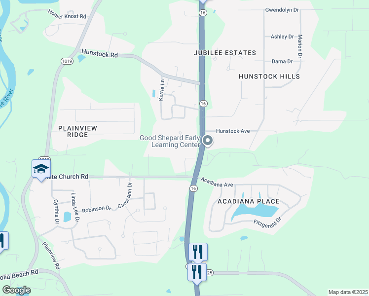 map of restaurants, bars, coffee shops, grocery stores, and more near 7908 Parham Avenue in Denham Springs