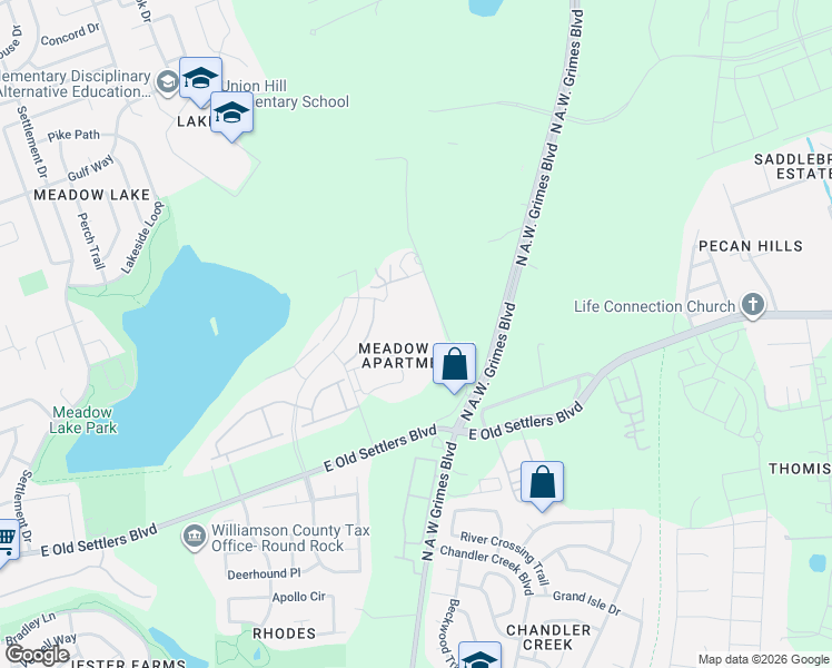 map of restaurants, bars, coffee shops, grocery stores, and more near 2300 East Old Settlers Boulevard in Round Rock