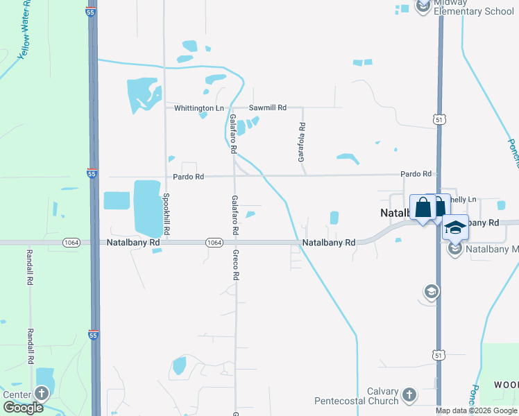map of restaurants, bars, coffee shops, grocery stores, and more near 14186 Northgate Drive in Tickfaw